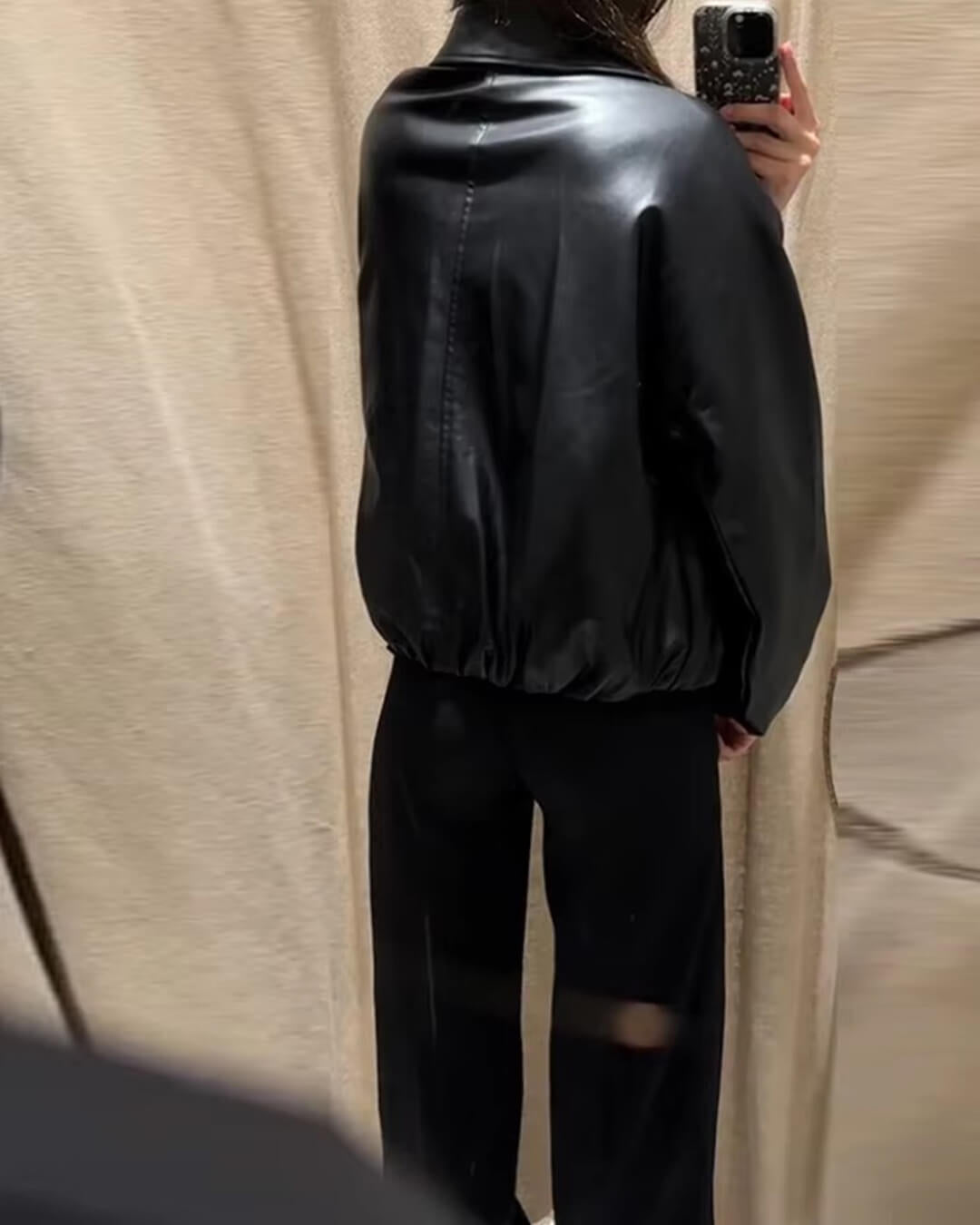 Marivic Zip Up Faux Leather Jacket
