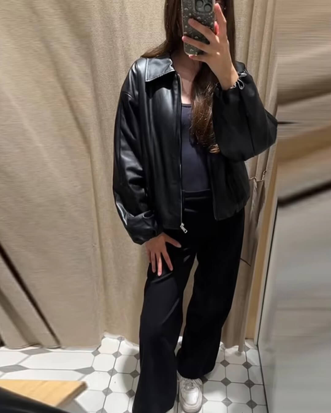 Marivic Zip Up Faux Leather Jacket
