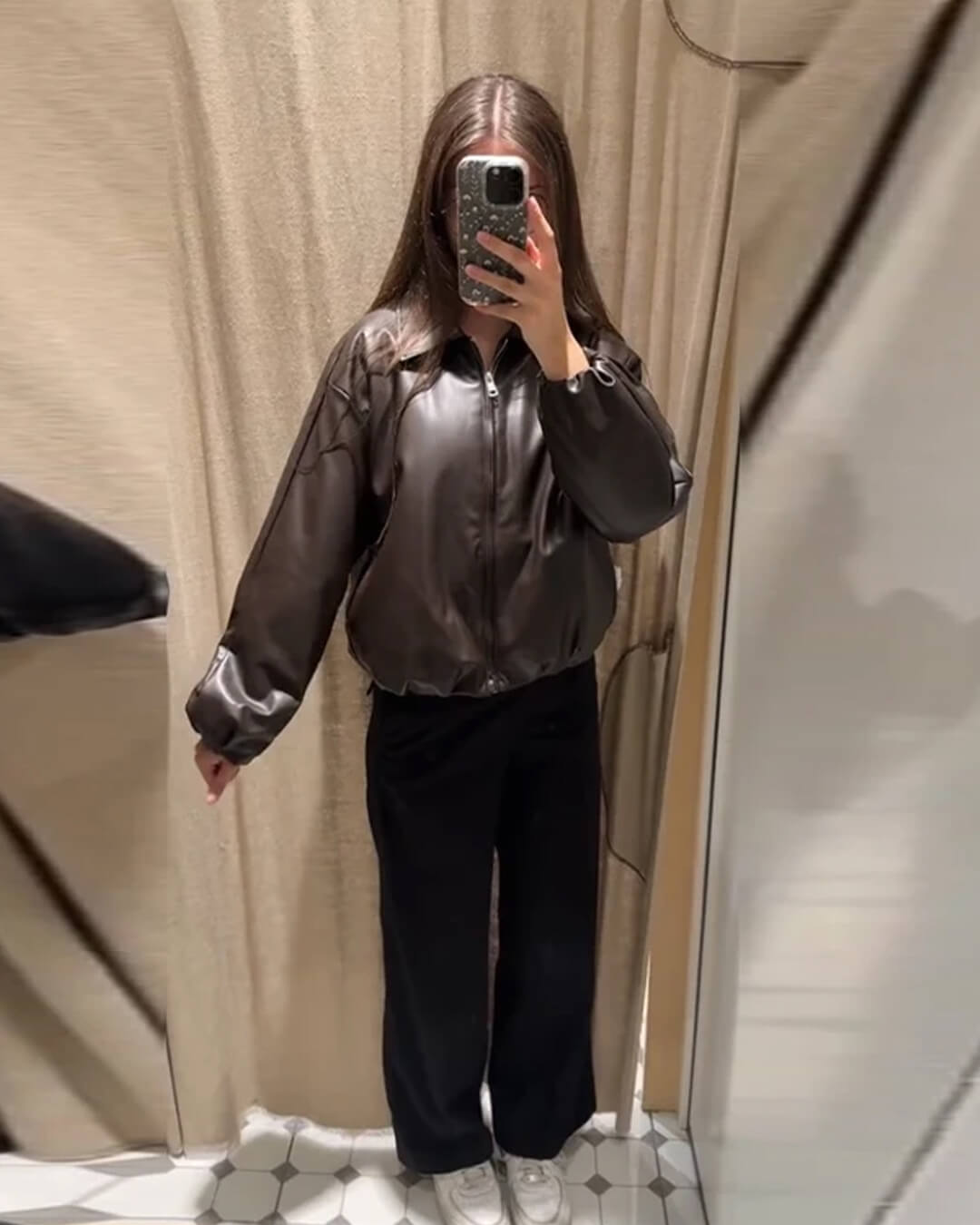Marivic Zip Up Faux Leather Jacket