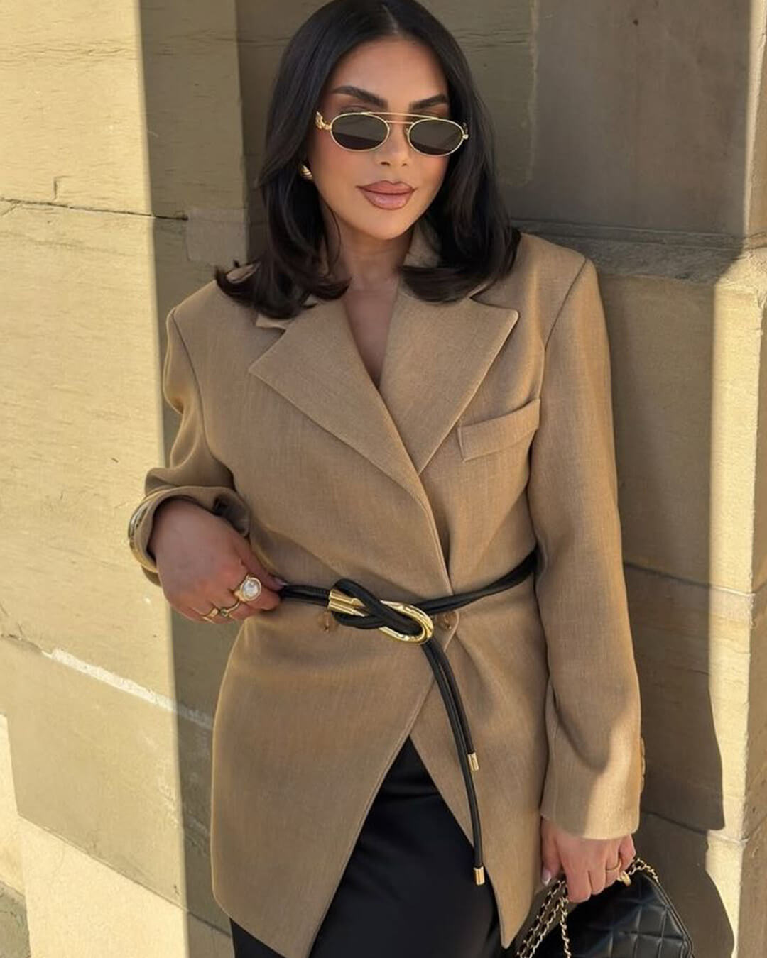 Myrna Notch Lapel Cinched Blazer