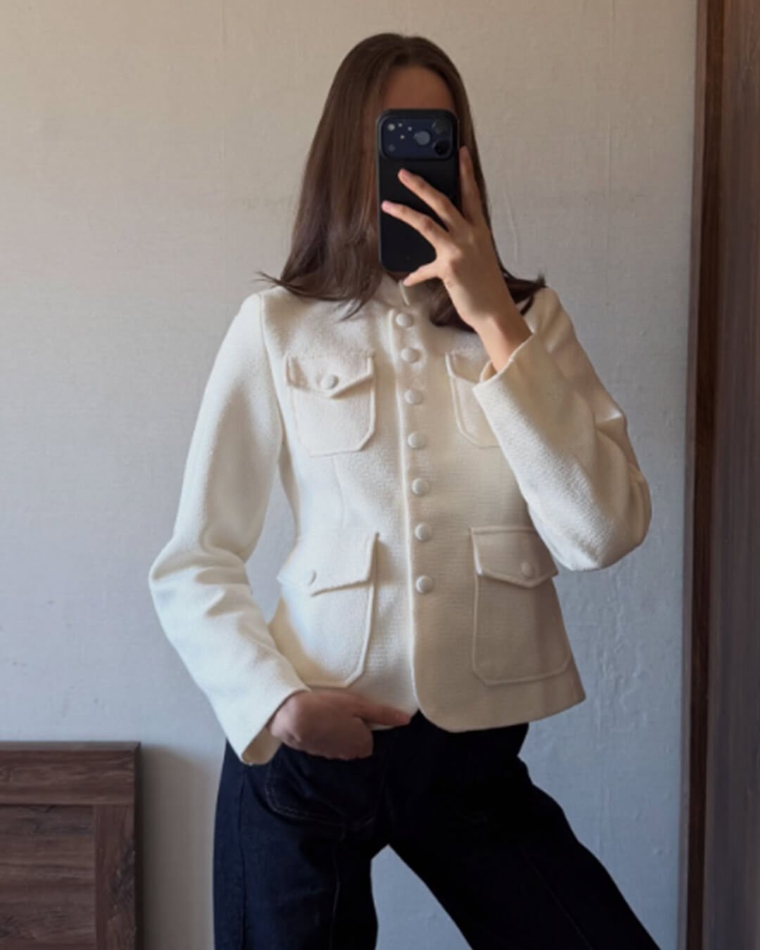 Ophelia Button Front Pocket Blazer