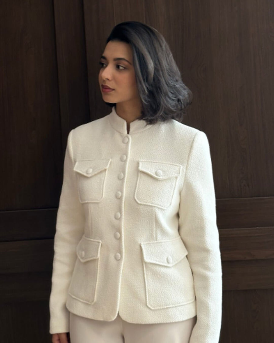 Ophelia Button Front Pocket Blazer