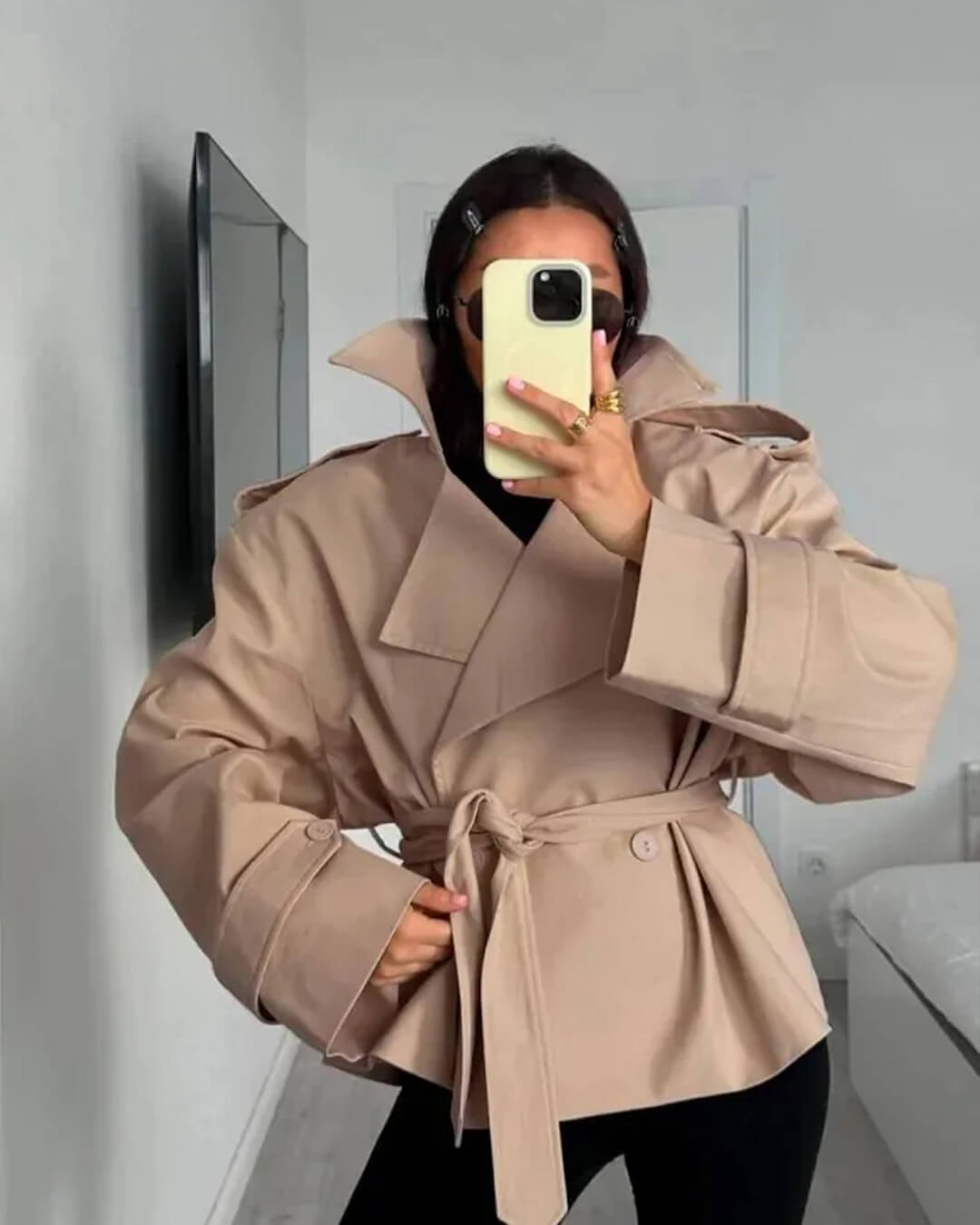 Sandy Lace Up Short Trench Coat