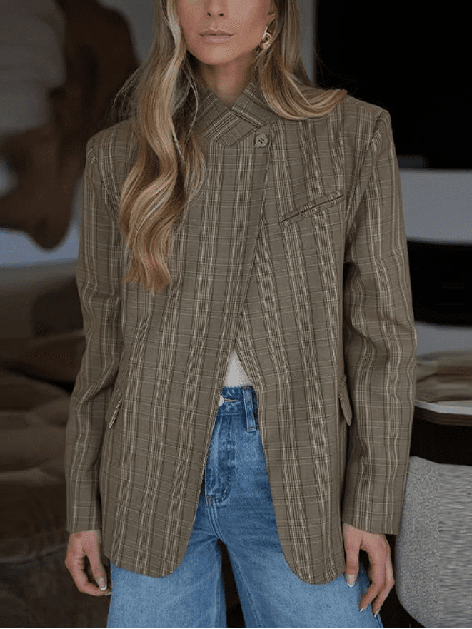 Willow Stand Collar Striped Suit Jacket