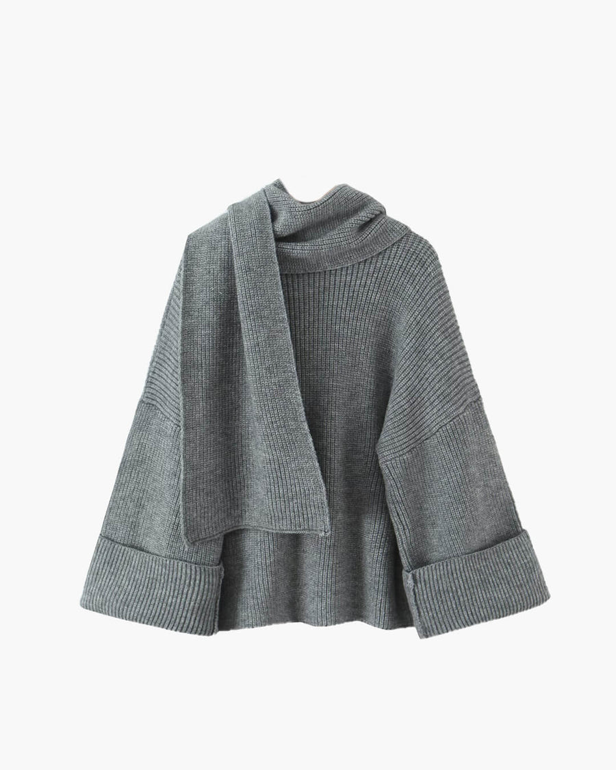 Xia Loose Knit Pullover with Scarf