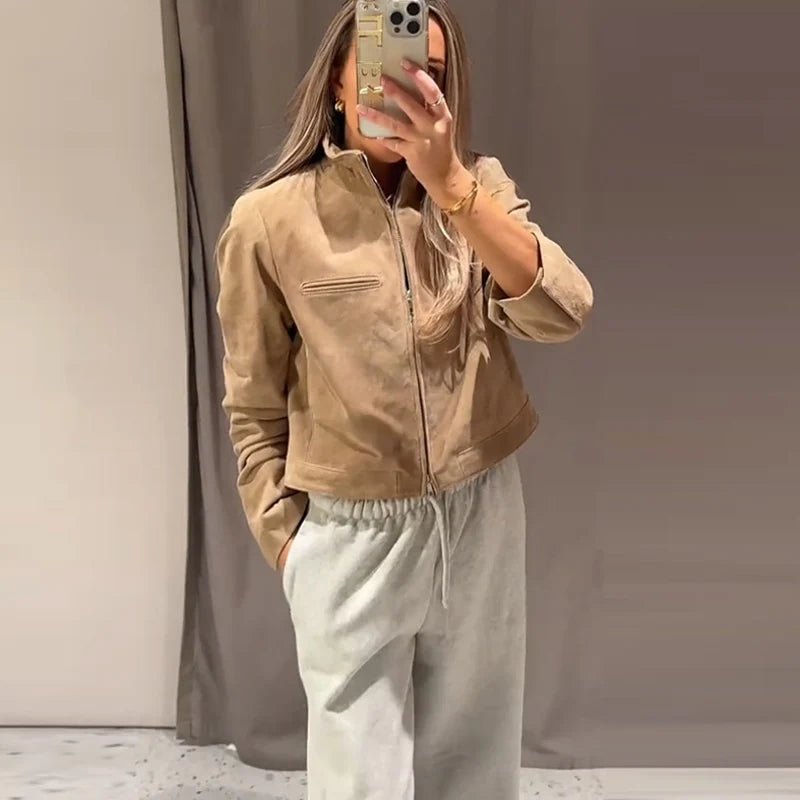 Yza Suede Cropped Bomber Jacket