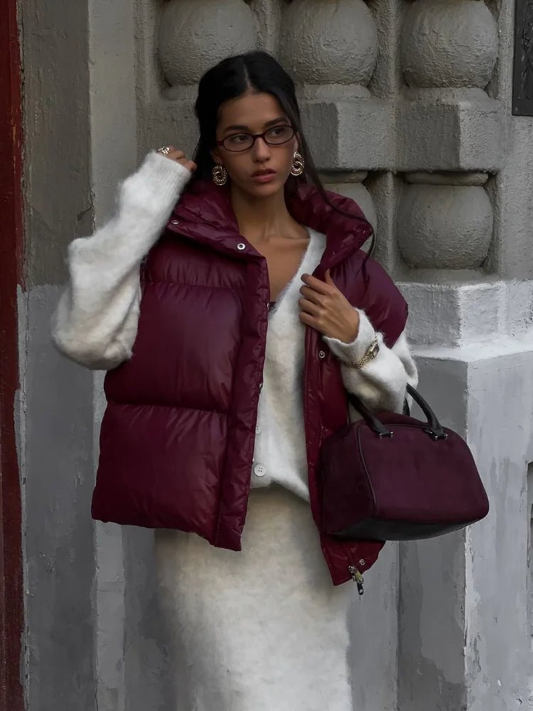 Zarina Stand Collar Puffer Vest Coat