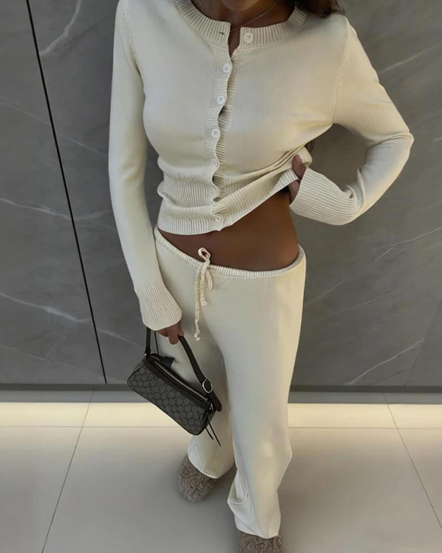 Aimee Knitted Cardigan and Trousers Set