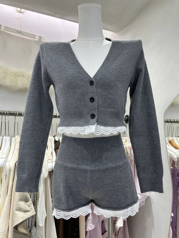 Lucy Lace Trim Cardigan Short Set