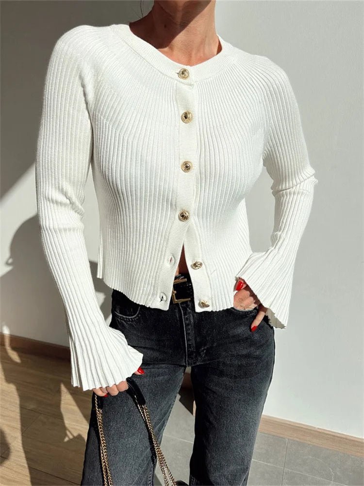 Eloisa Ribbed Knit Long Sleeve Cardigan