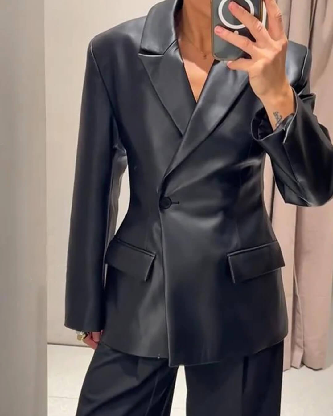 Nia Faux Leather Blazer